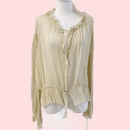 Kate Moss for Topshop Champagne Beige Silk Blouse