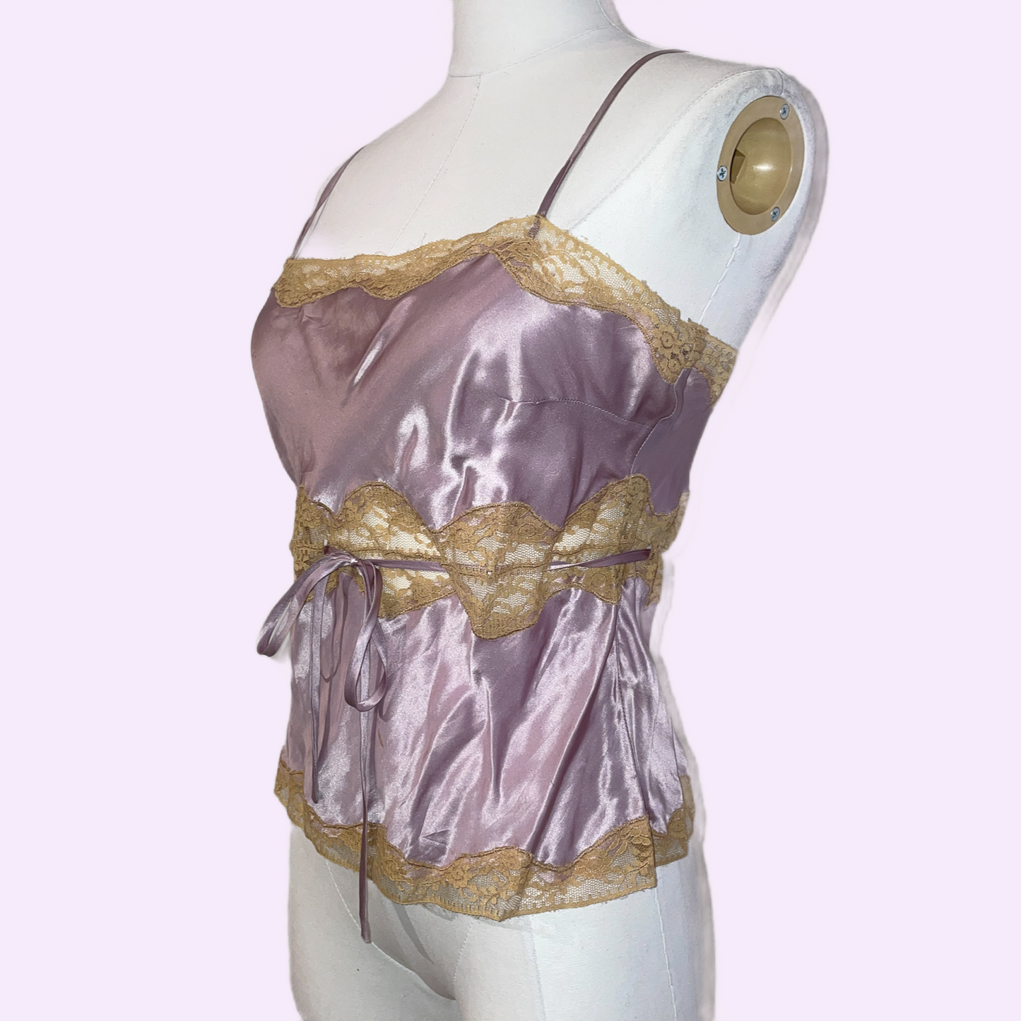 PINK SODA Lavender and Beige Silk Top