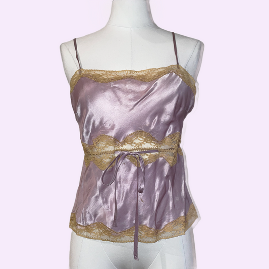 PINK SODA Lavender and Beige Silk Top