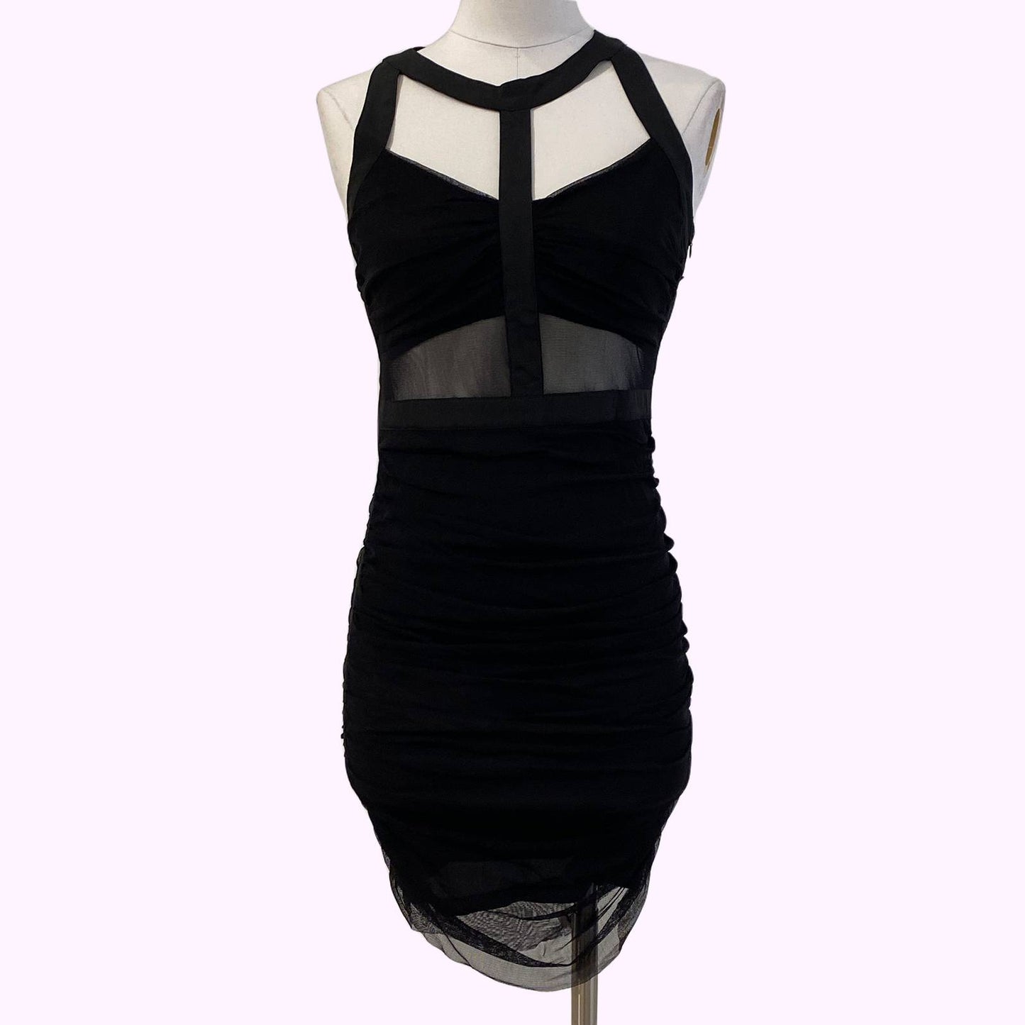 LOVEY DOVEY Black Bodycon Cut Out Dress with Mesh Details