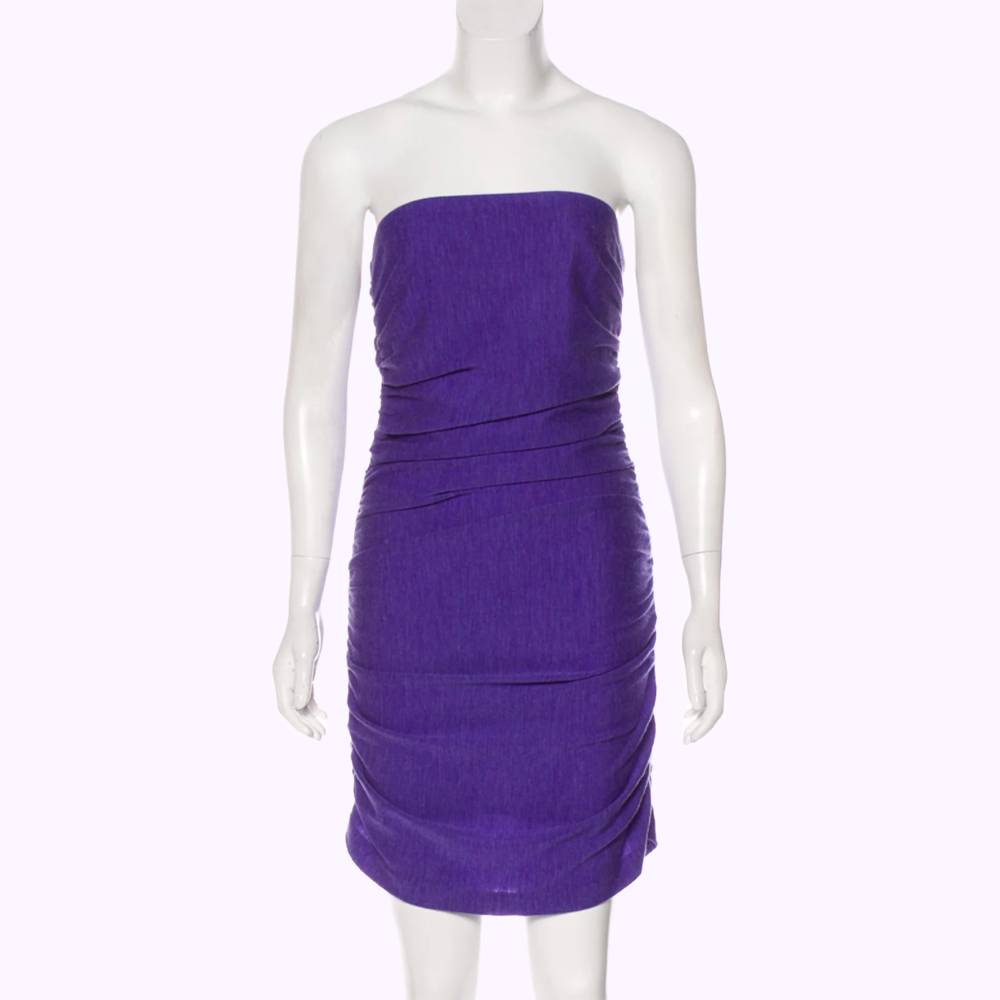 HALSTON HERITAGE Violet Wool Strapless Dress