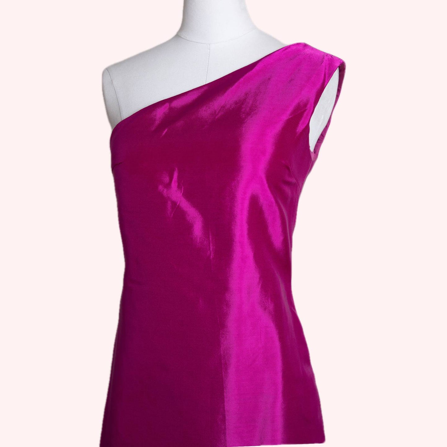 MALAN BRETON Fuschia Pink One Shoulder Silk Maxi Dress