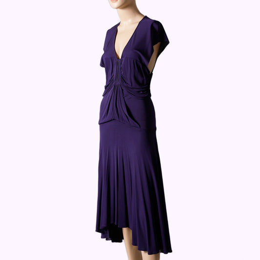 YIGAL AZROUEL V-Neck Long Purple Dress