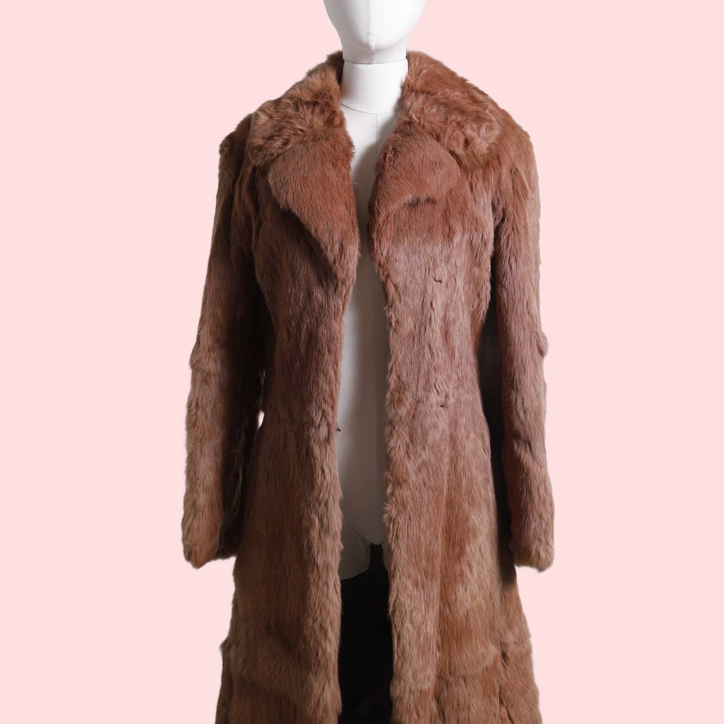 VINTAGE 1970's Dusty Rose Long Fur Coat