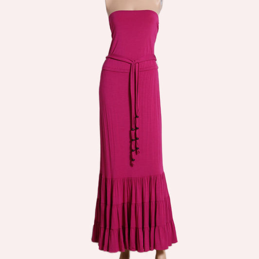 DIANE VON FURSTENBERG Magenta Pink Strapless Maxi Dress