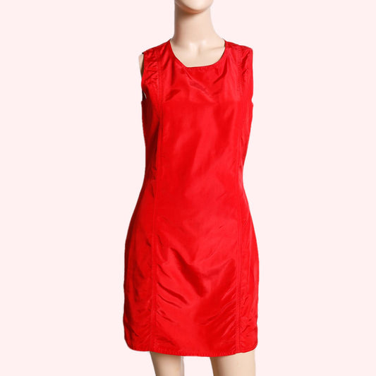 MARK EISEN Vintage 90s Red Satin Tank Dress