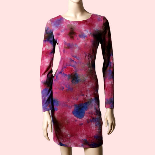 ALICE + OLIVIA Pink Tie-Dye Print Long Sleeve Dress