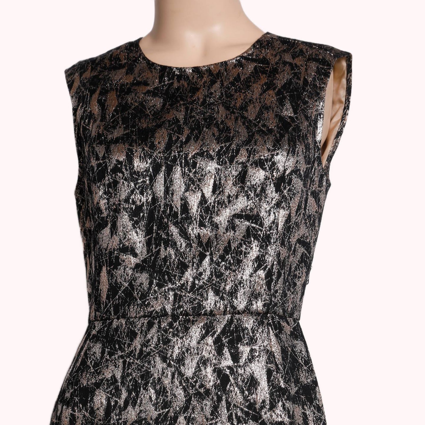 TIA CIBANI Black and Silver Printed Sleeveless Dress