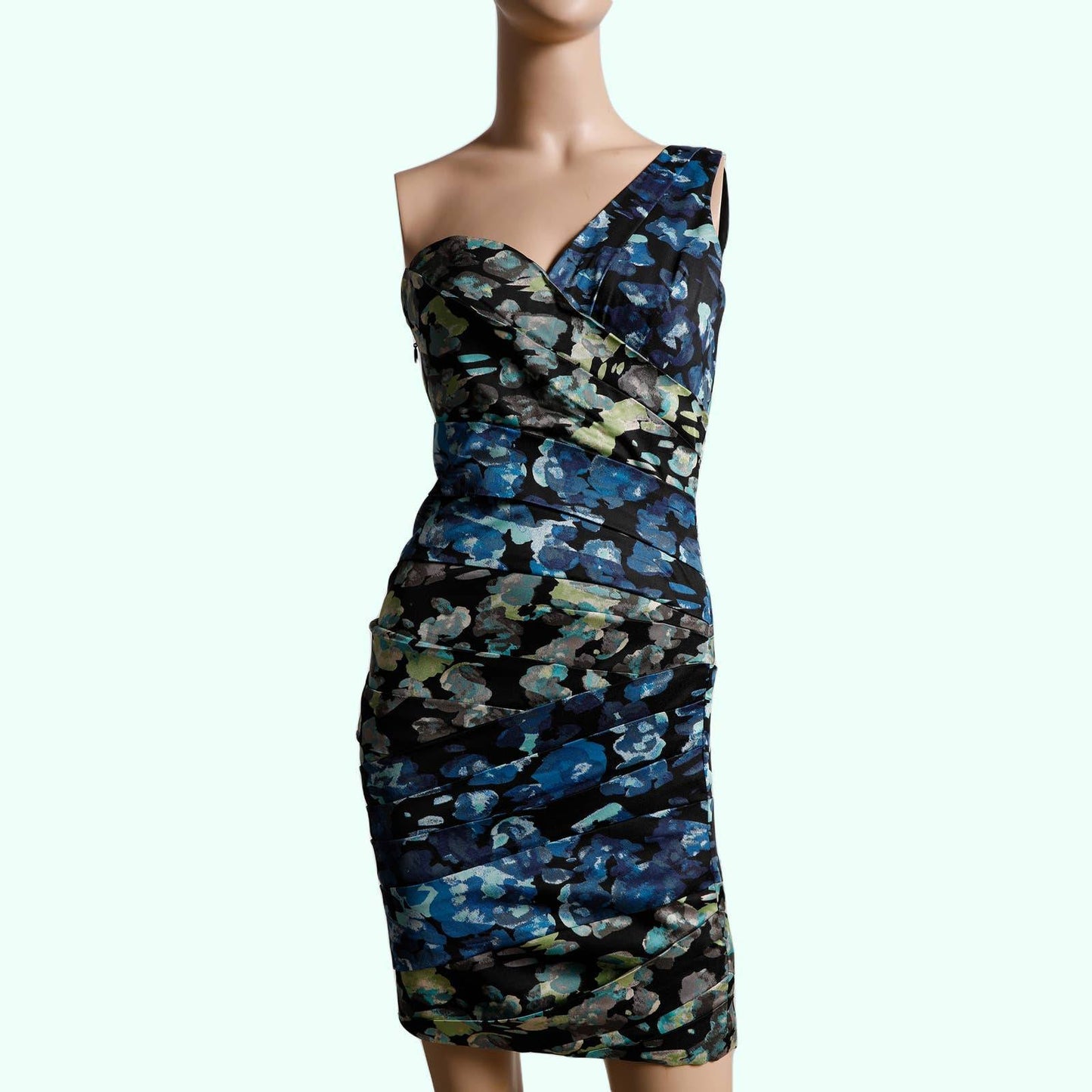 BCBGMAXAZRIA Multicolor Floral One Shoulder Mini Dress