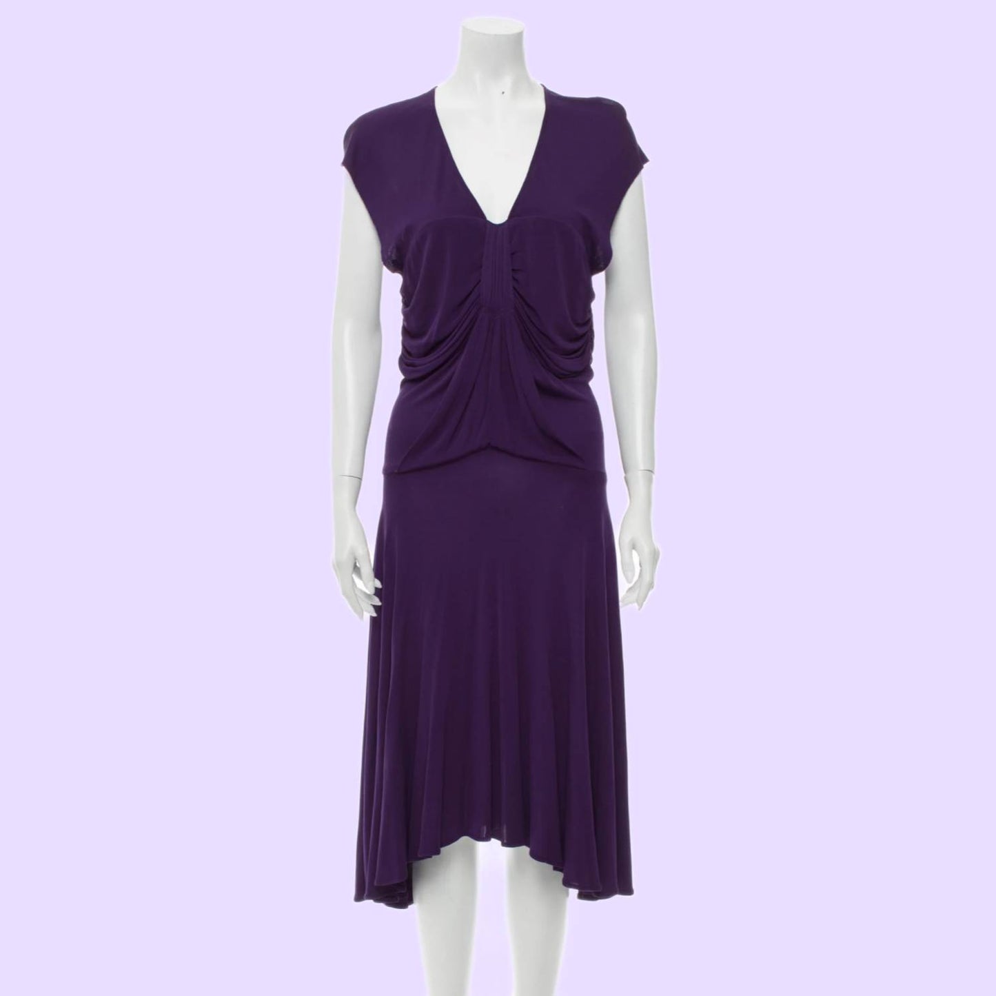 YIGAL AZROUEL V-Neck Long Purple Dress