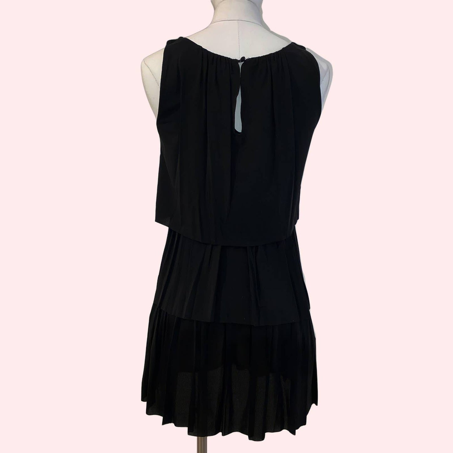 BCBGMAXAZRIA Black Trapeze Dress With Silver Embellishments