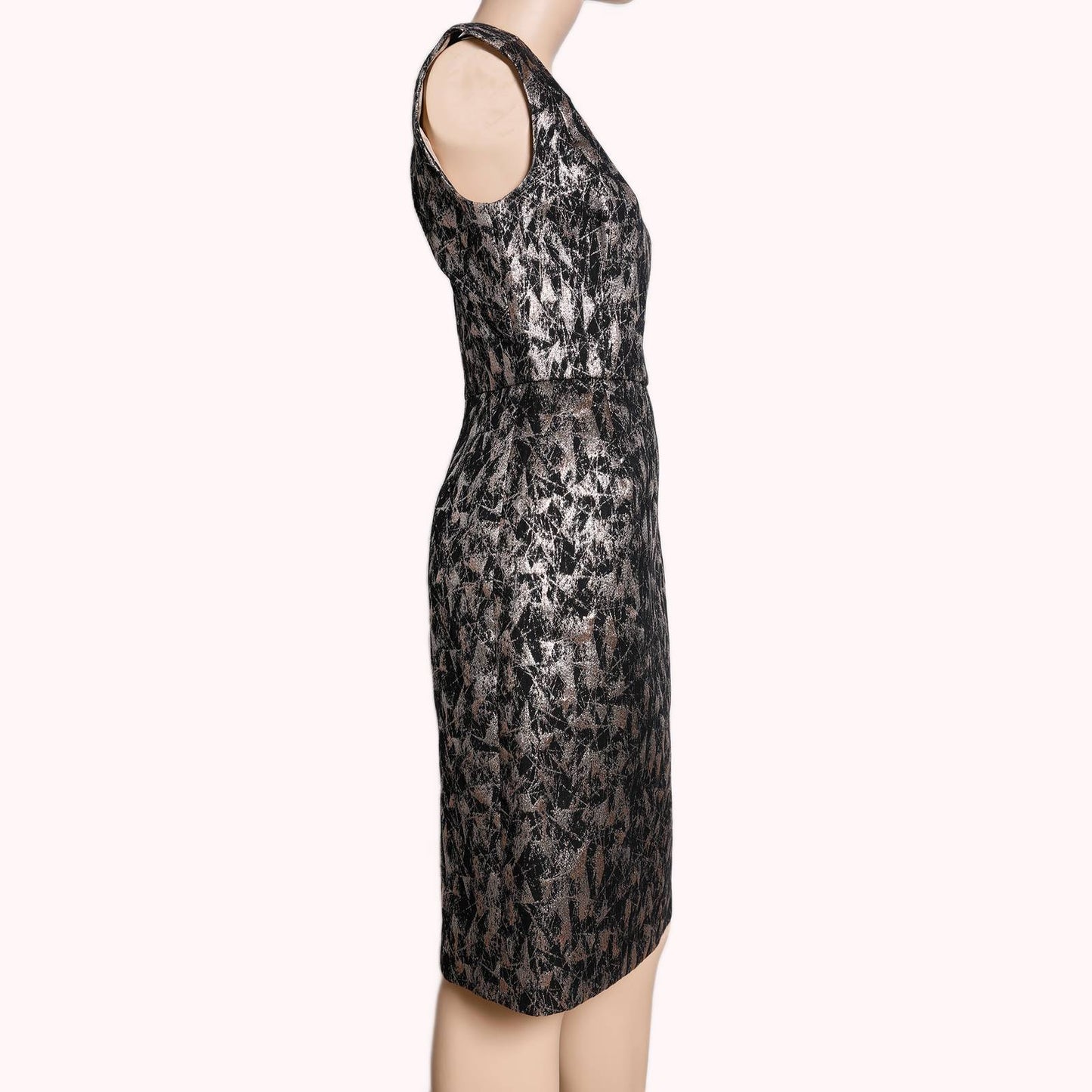 TIA CIBANI Black and Silver Printed Sleeveless Dress