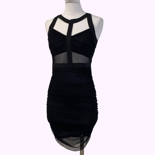 LOVEY DOVEY Black Bodycon Cut Out Dress with Mesh Details