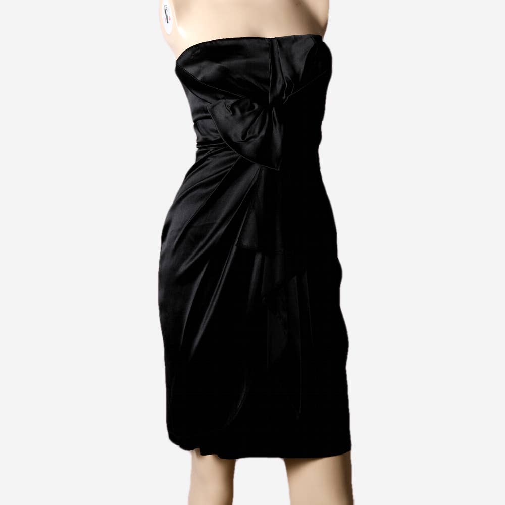 JASMINE DI MILO Black Strapless Silk Cocktail Dress 