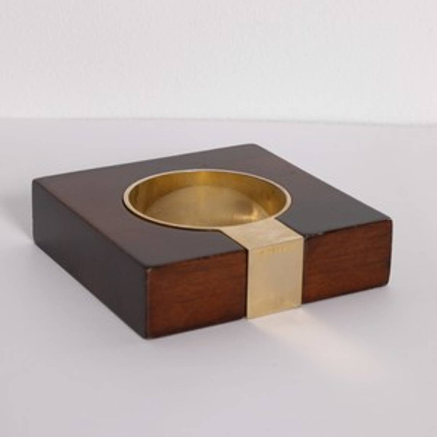GIVENCHY PARIS Dark Wood with Gold Accents Square Bangle Bracelet