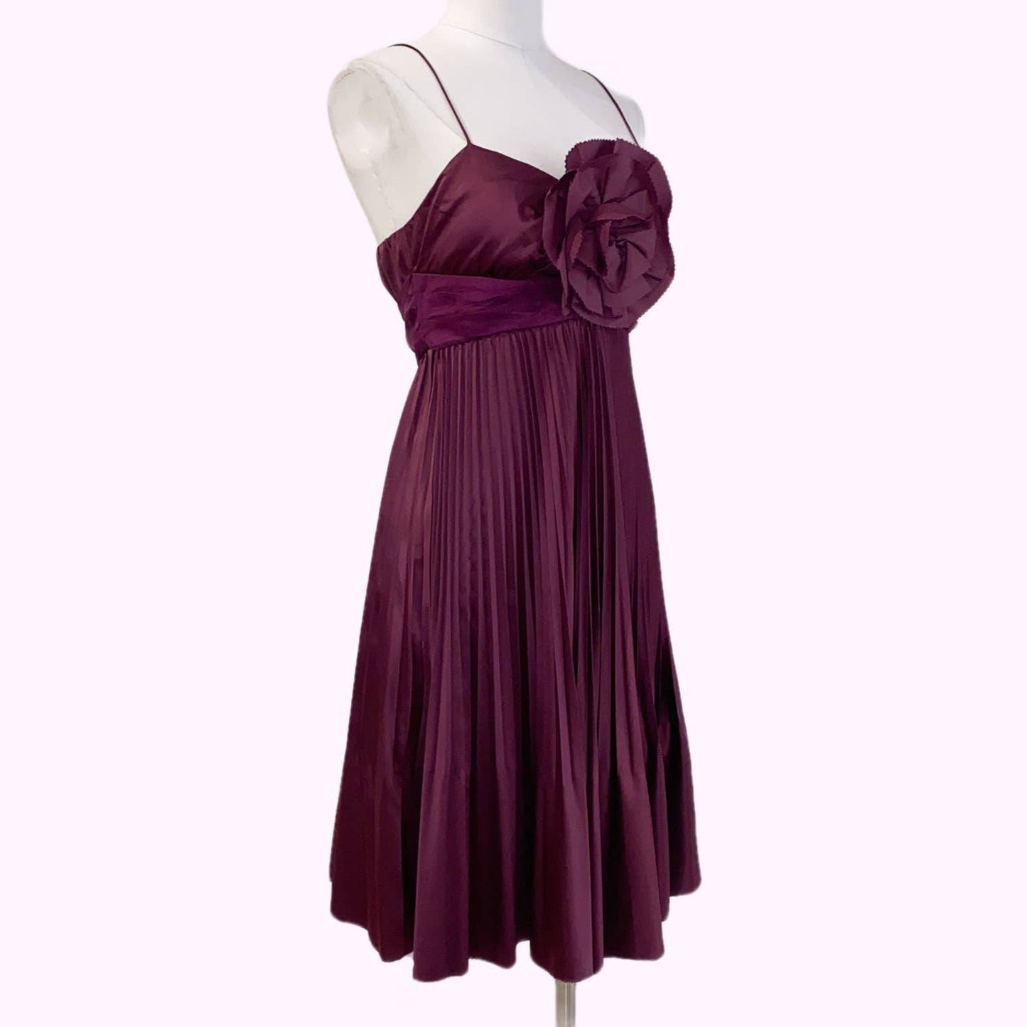 VIVIENNE TAM Purple Silk Pleated Dress with Flower Detail