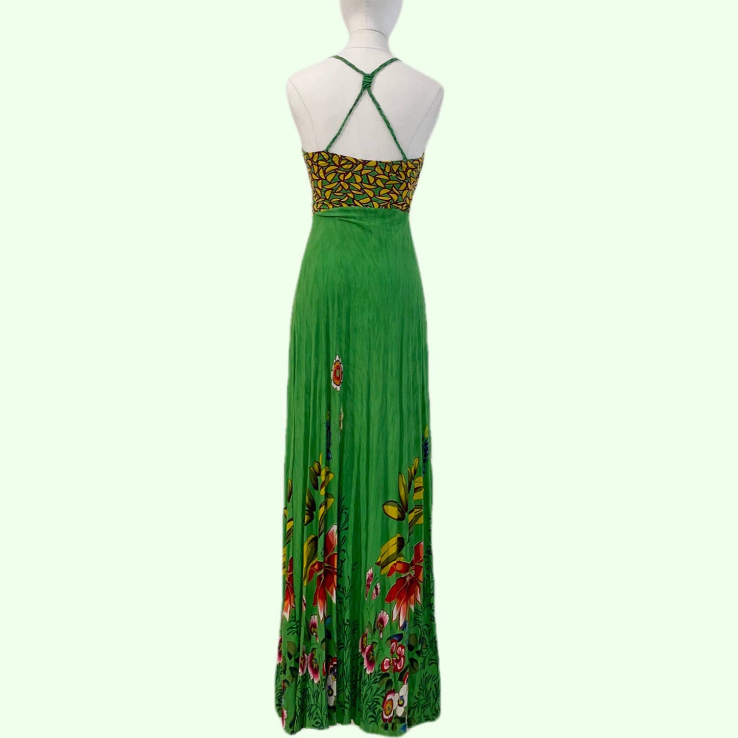 DERHY Green and Yellow Floral Patterned Maxi Dress