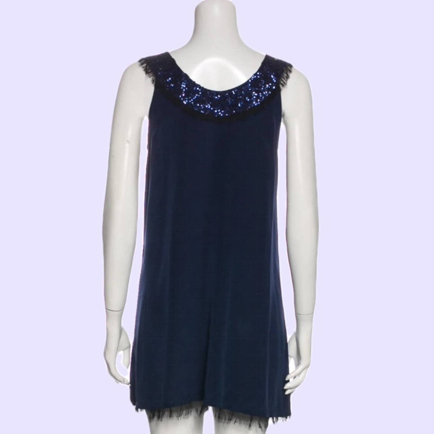 ALICE + OLIVIA Blue Silk Sleeveless Mini Dress with Sequins