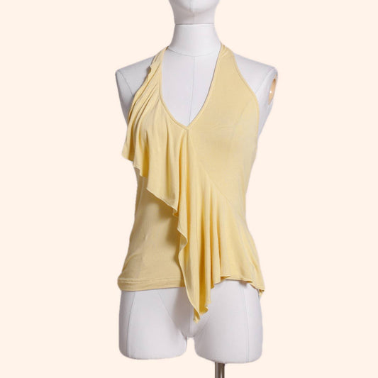 BCBGMAXAZRIA Pastel Yellow Halter Top