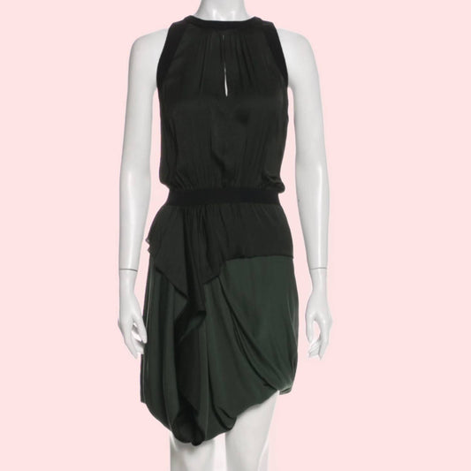 A.L.C Black and Green Draped Sleeveless Dress