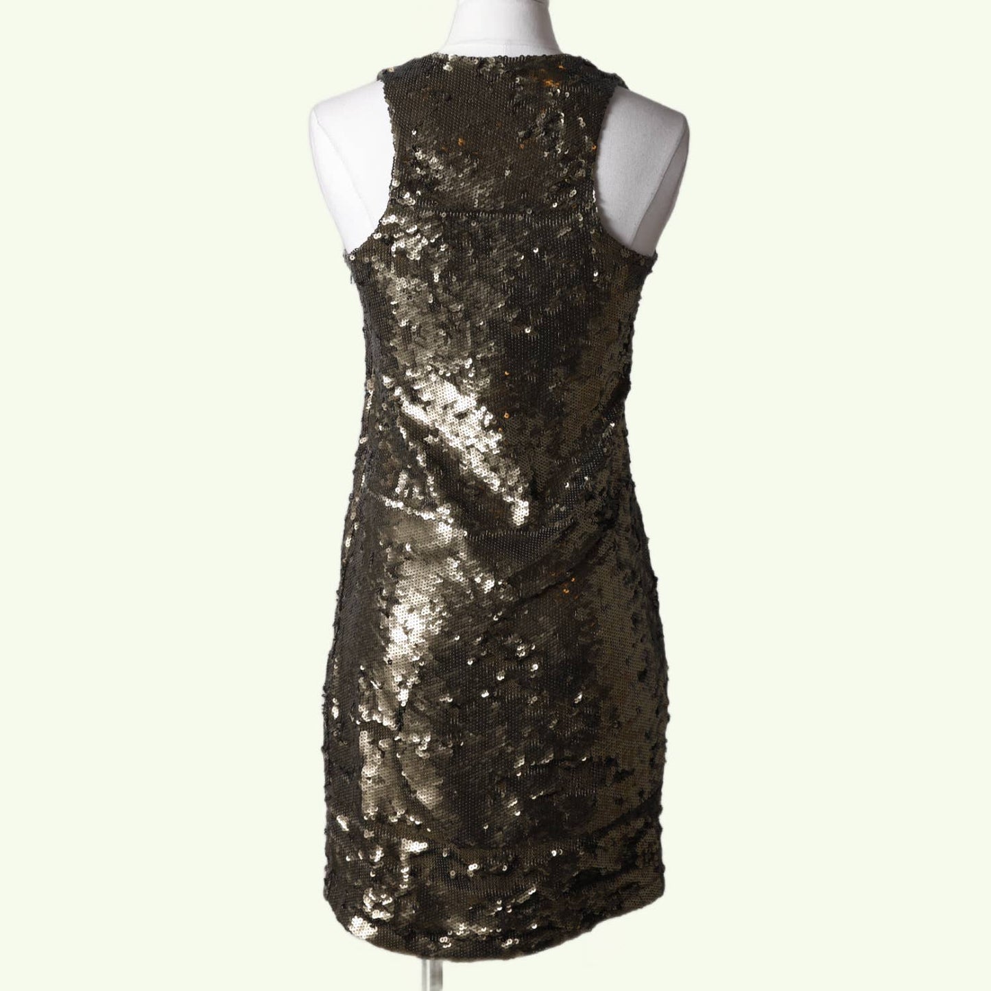 ROBERT RODRIGUEZ Gold Sequin Scoop Neck Sleeveless Tank Dress