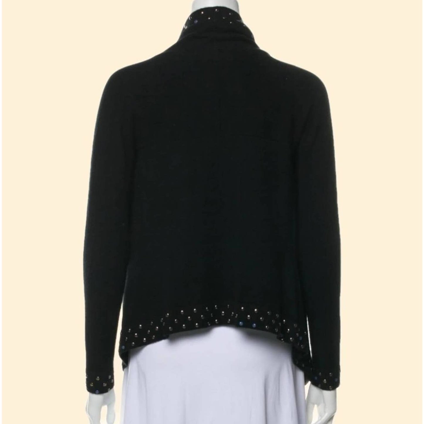 AUTUMN CASHMERE Black Studded Long Sleeve Cashmere Cardigan