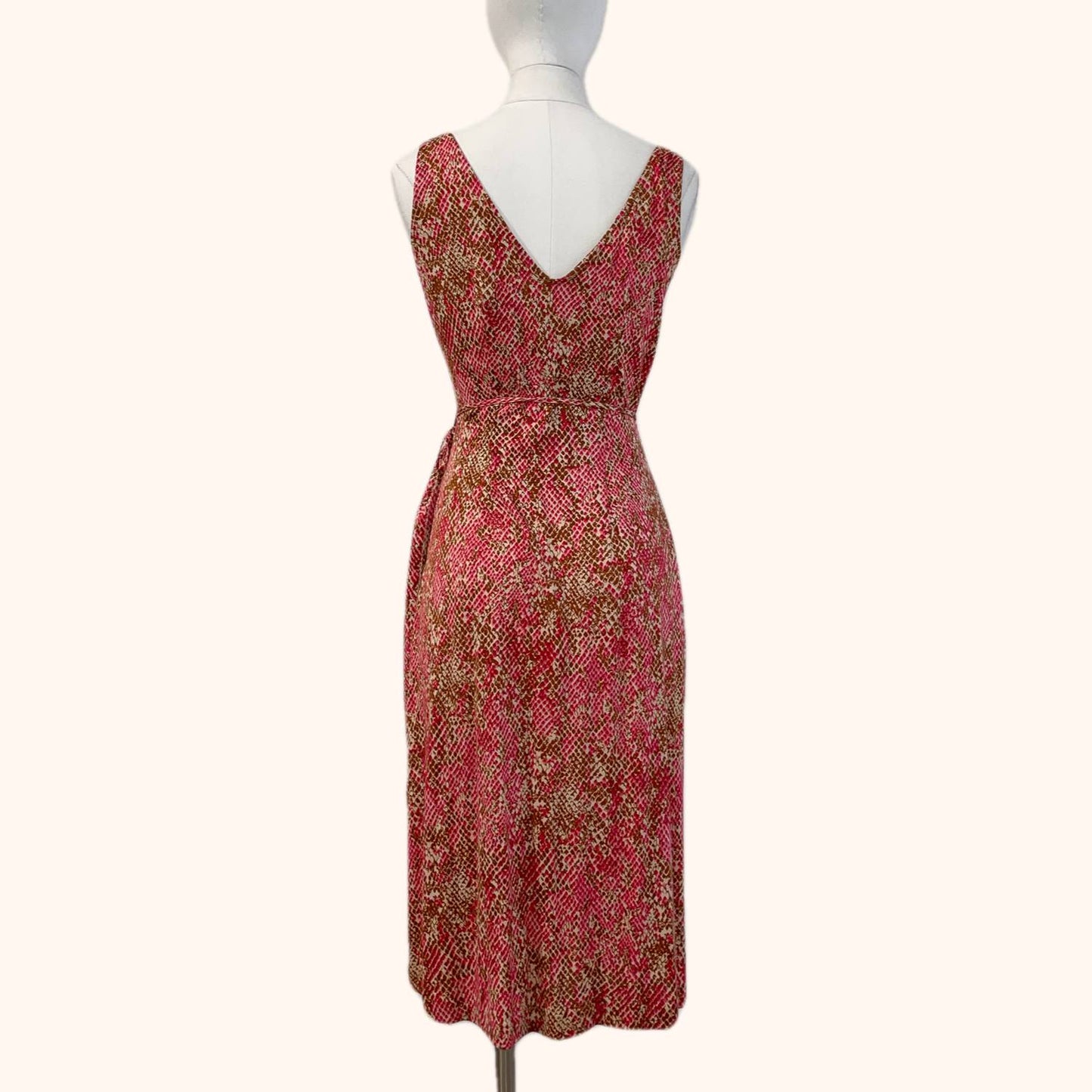 DIANE VON FURSTENBERG Pink and Brown Animal Print Wrap Dress