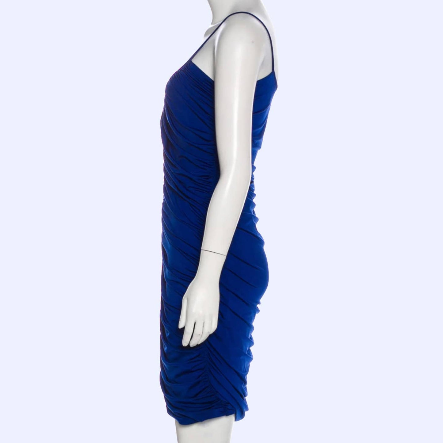 HALSTON HERITAGE Cobalt Blue Ruched Sleeveless Mini Dress