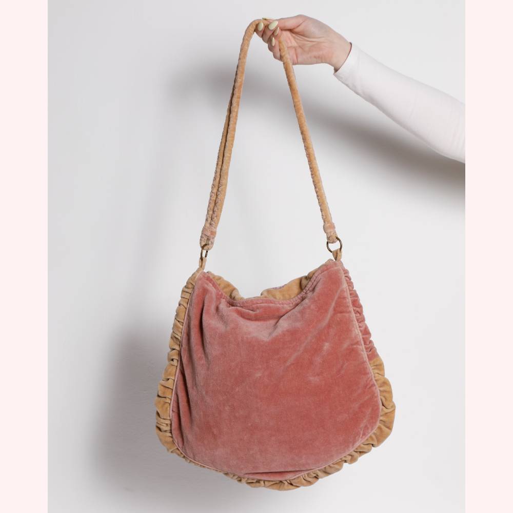 ANTIK BATIK Pink Embellished Velvet Shoulder Bag