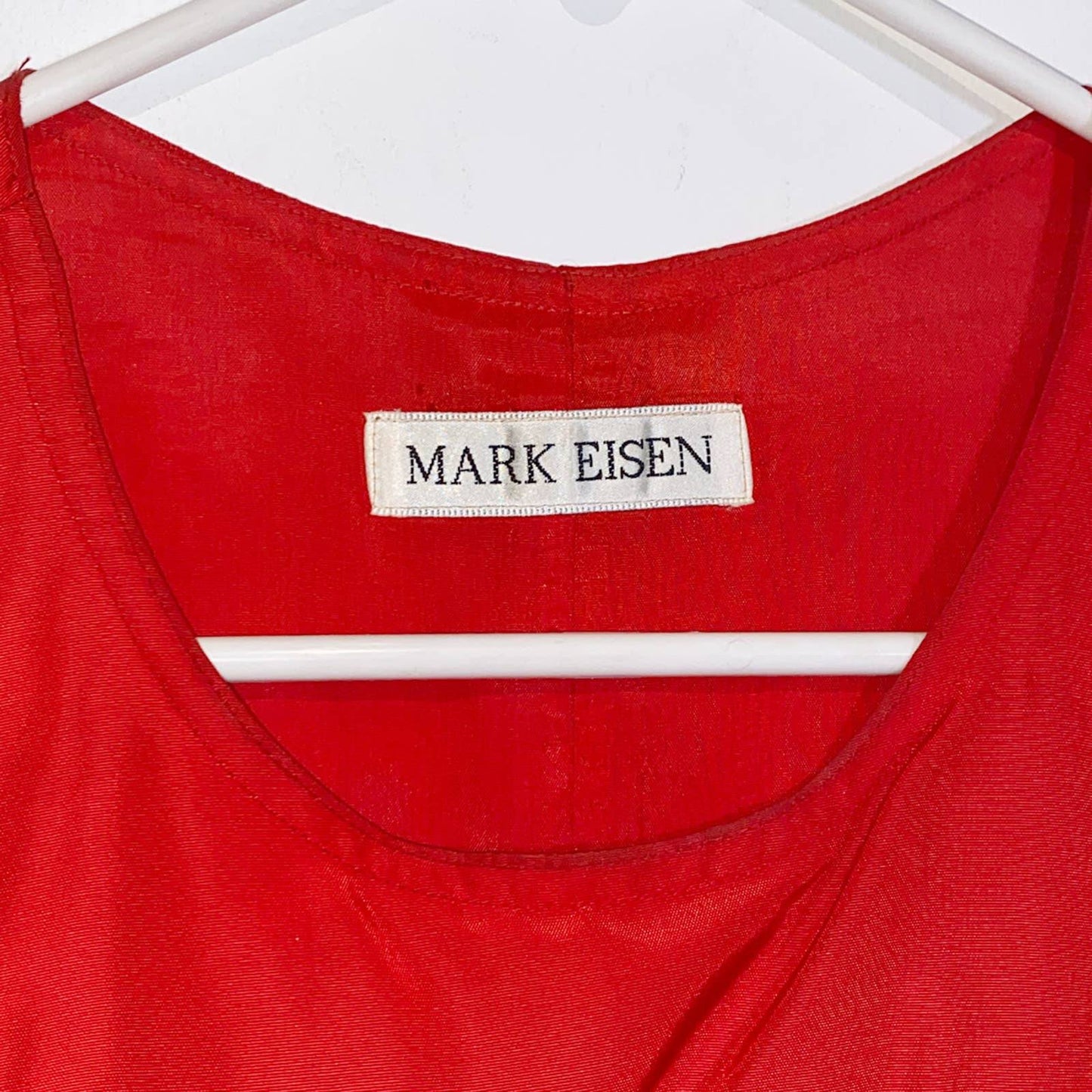 MARK EISEN Vintage 90s Red Satin Tank Dress