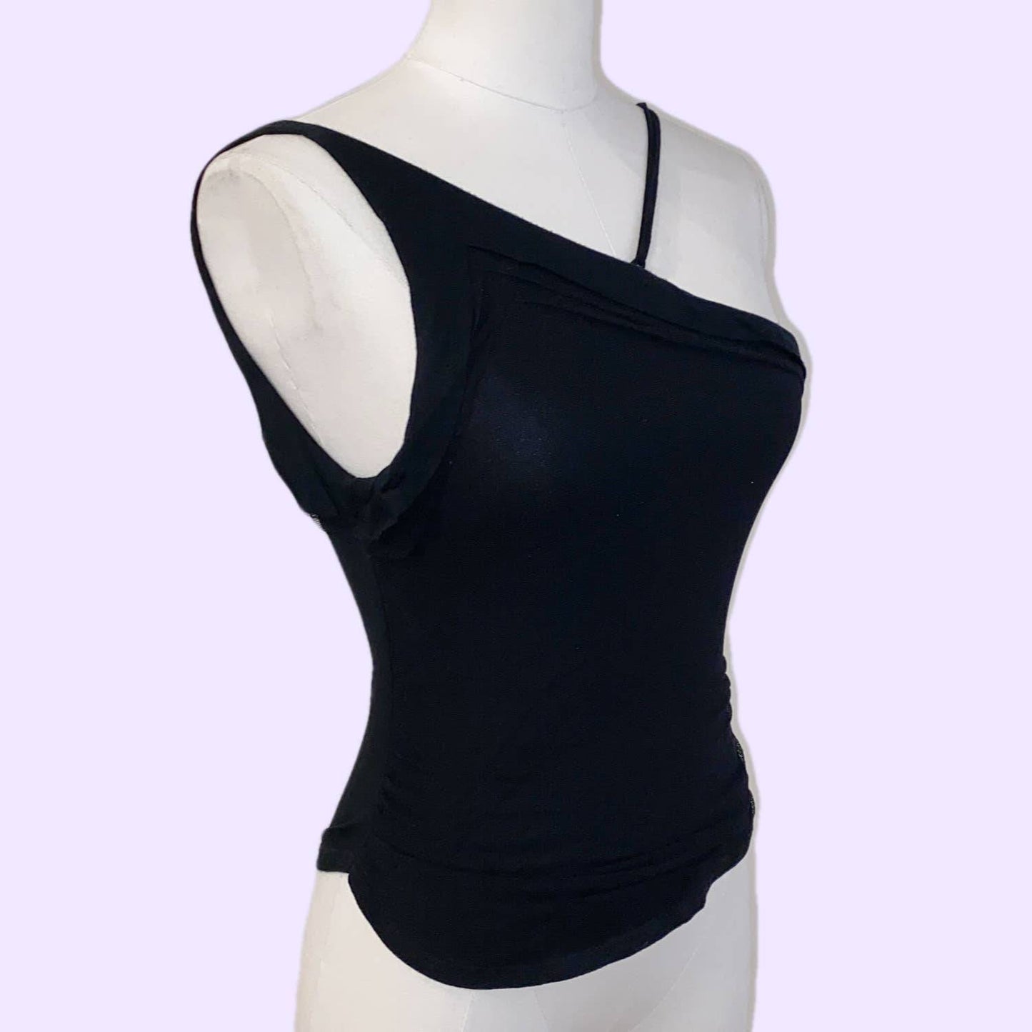 JOSEPH Black One Shoulder Asymmetrical Knit Top