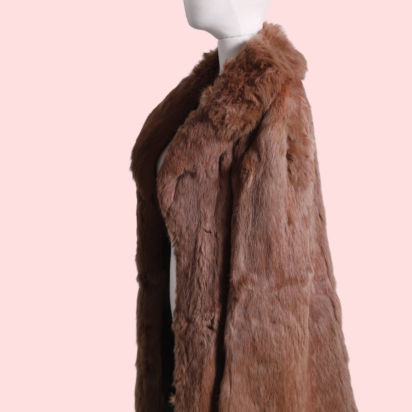 VINTAGE 1970's Dusty Rose Long Fur Coat