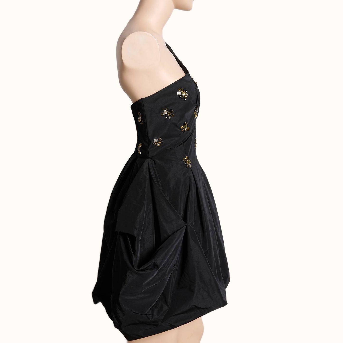 BCBGMAXAZRIA Black One Shoulder Embellished Cocktail Dress