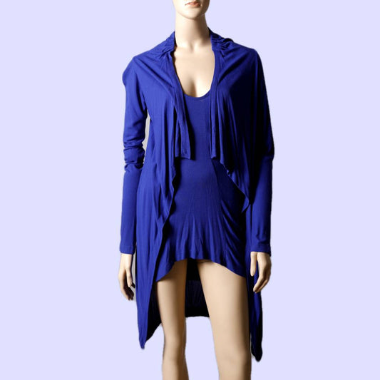 ZERO + MARIA CORNEJO Two Piece Cobalt Blue Mini Dress and Cardigan Set