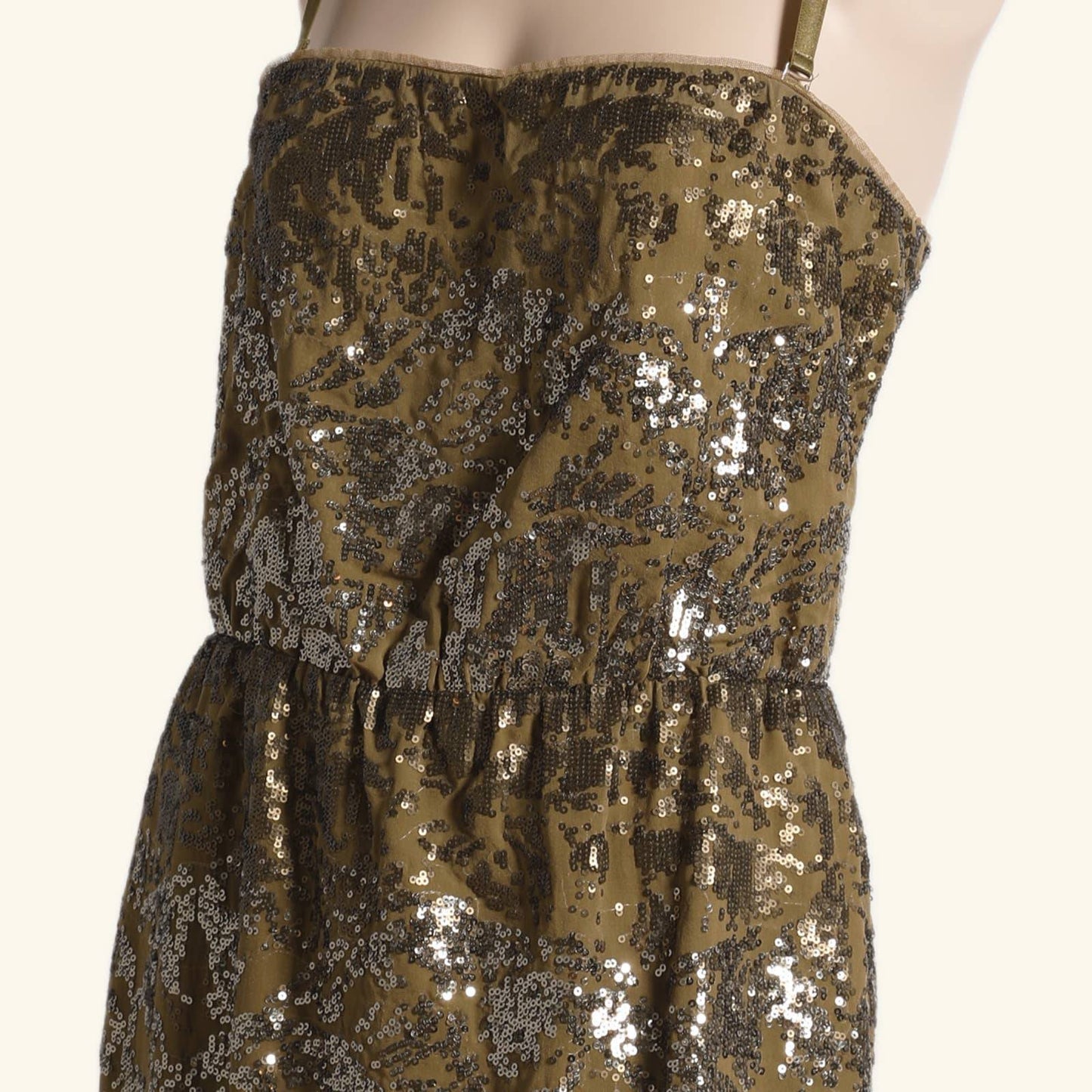 BCBGMAXAZRIA Gold Metallic Sequin Sleeveless Dress