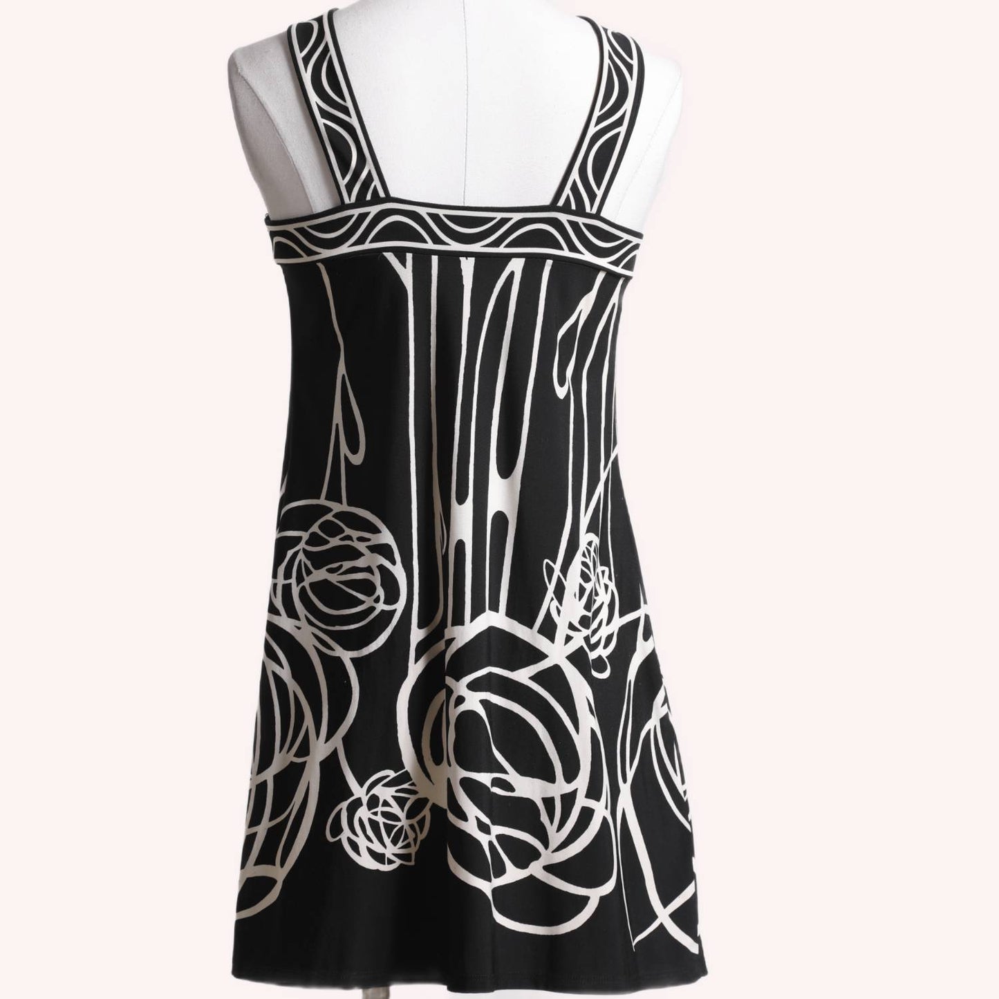 BCBGMAXAZRIA Black and White Patterned Halter Mini Dress