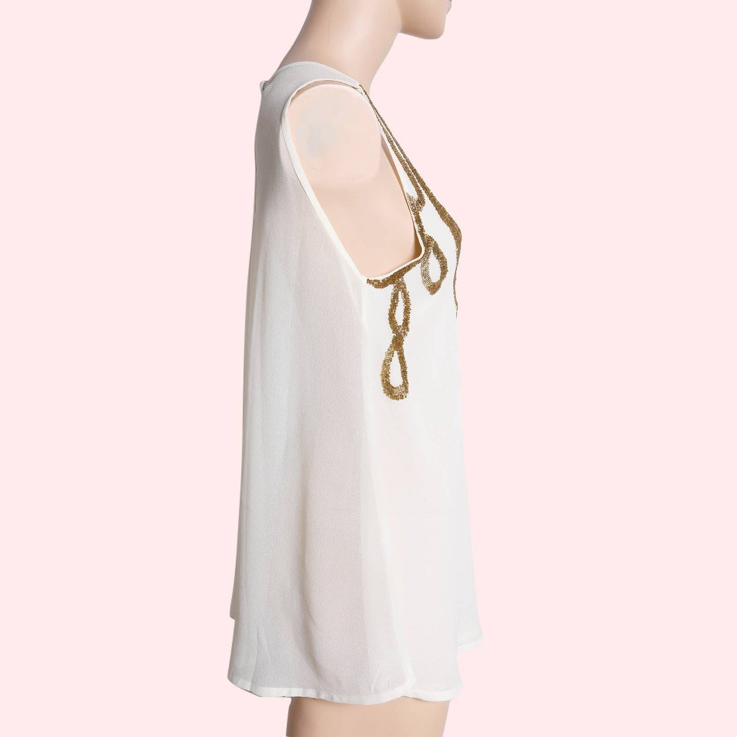 TOPSHOP Vintage Cream with Gold Bead Embellished Sleeveless Top