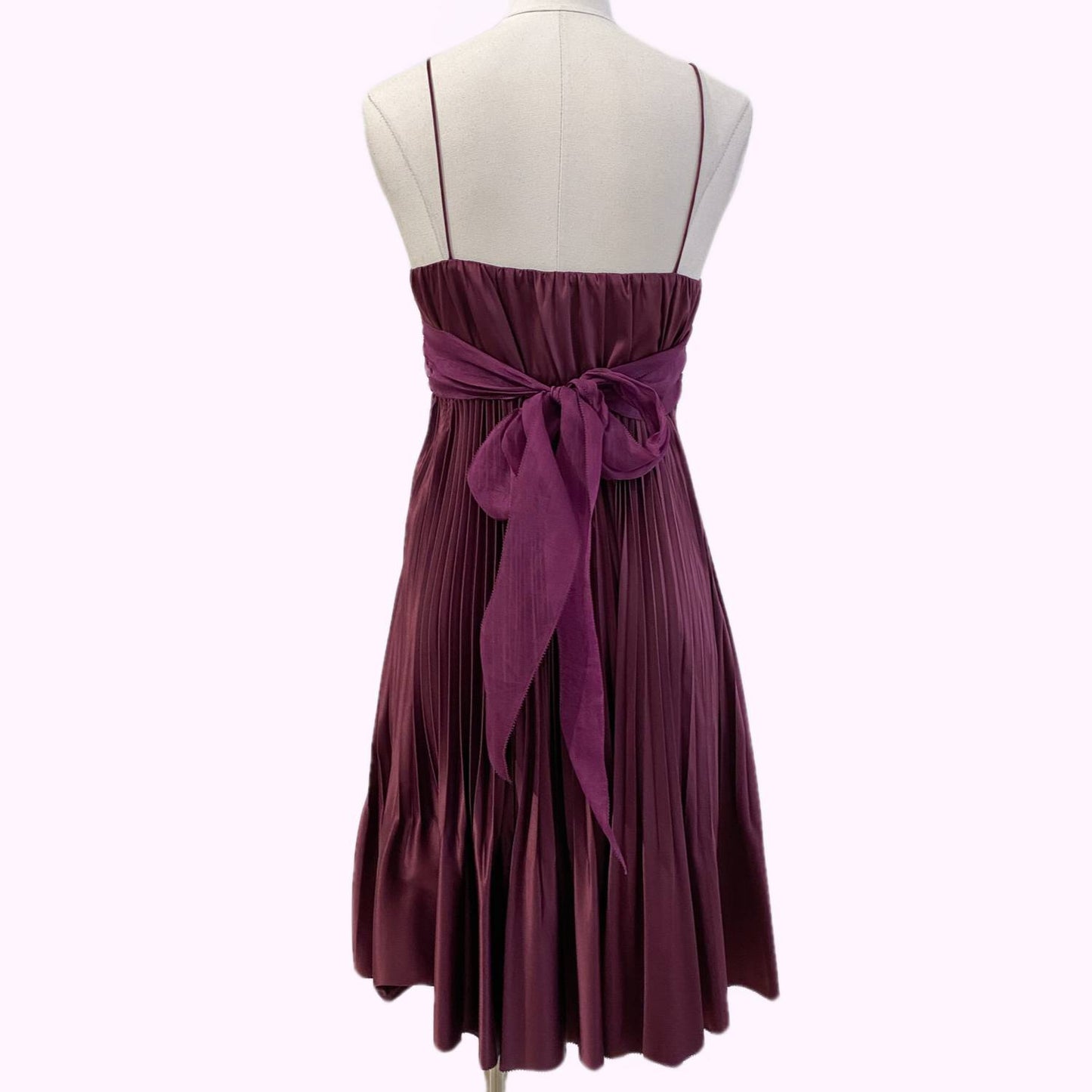 VIVIENNE TAM Purple Silk Pleated Dress with Flower Detail