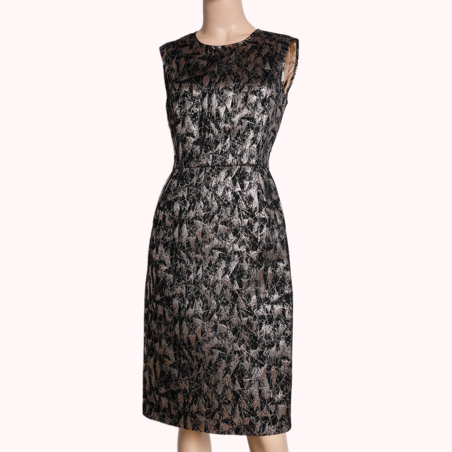 TIA CIBANI Black and Silver Printed Sleeveless Dress