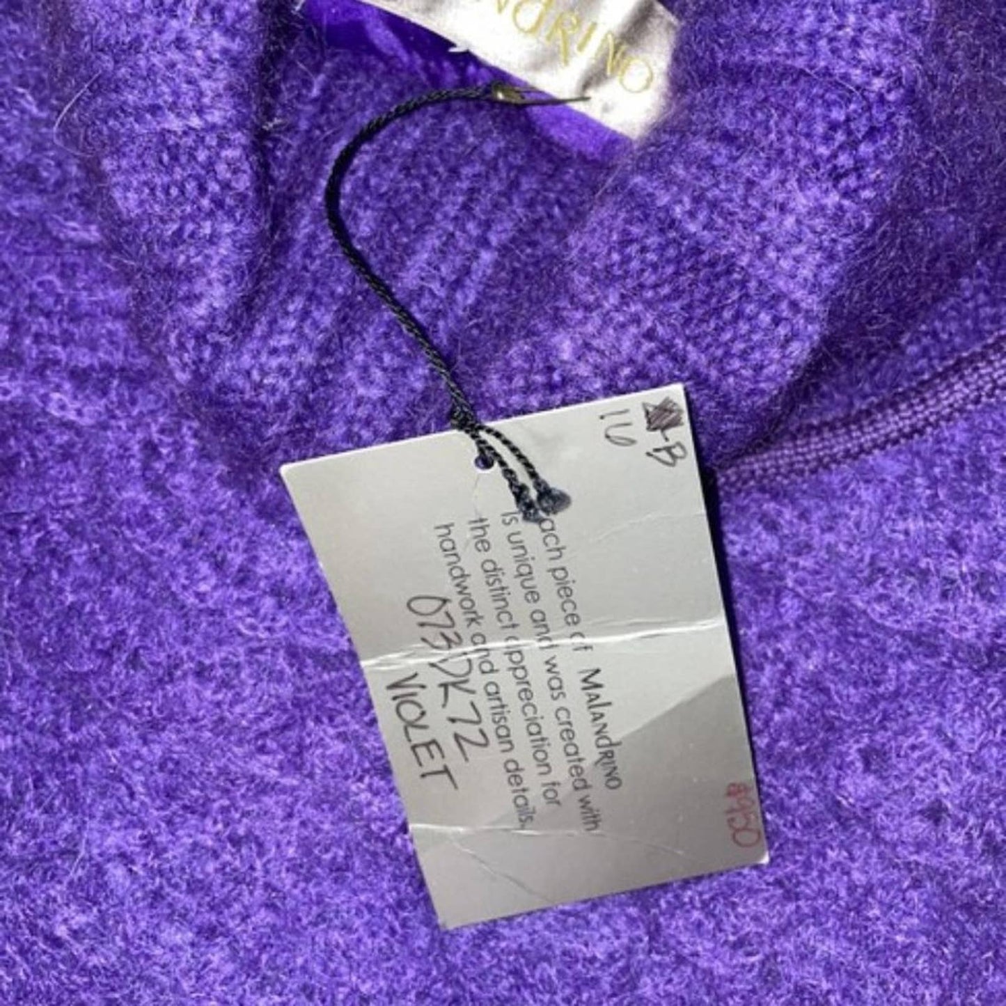 MALANDRINO Violet Purple Turtleneck Ruffled Wool Sweater Dress