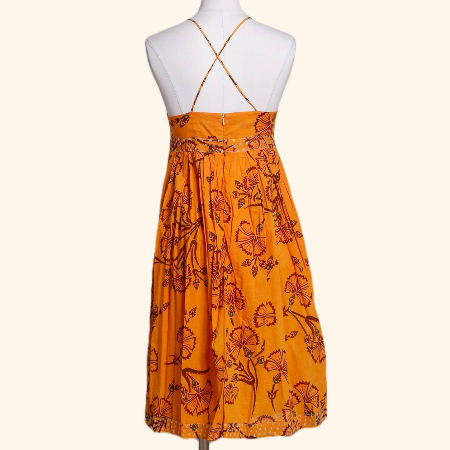 IDEOLOGY Orange Floral Sequined Spaghetti Strap Dress