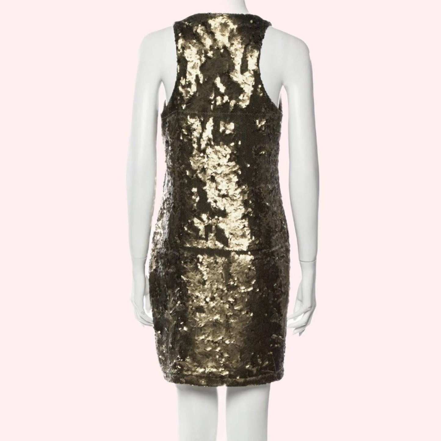 ROBERT RODRIGUEZ Gold Sequin Scoop Neck Sleeveless Tank Dress