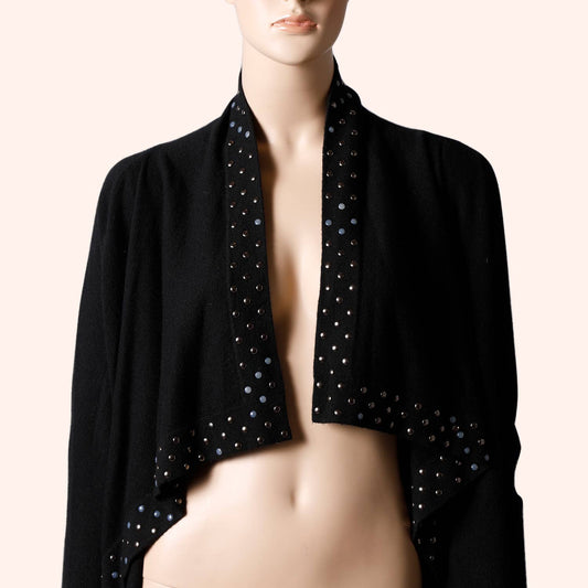 AUTUMN CASHMERE Black Studded Long Sleeve Cashmere Cardigan