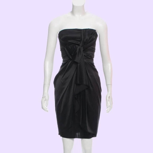 JASMINE DI MILO Black Strapless Silk Cocktail Dress 