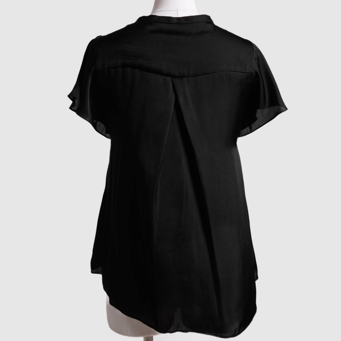 ZARA Vintage Black Ruffled Short Sleeved Silk Top