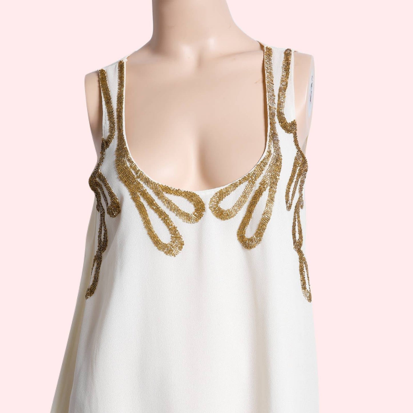 TOPSHOP Vintage Cream with Gold Bead Embellished Sleeveless Top