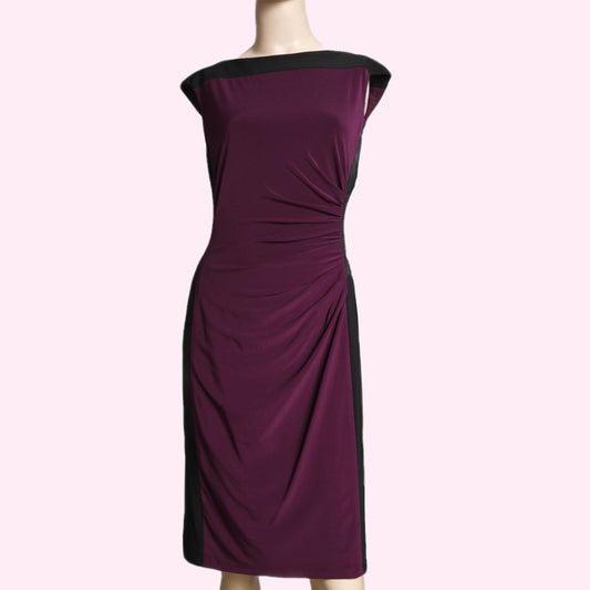 RALPH LAUREN Purple and Black Short Sleeve Dress