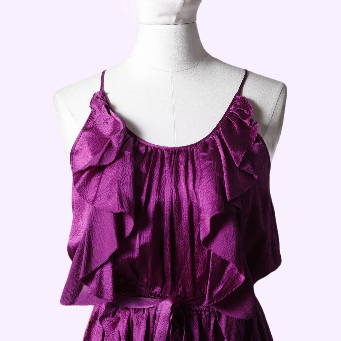 REBECCA TAYLOR Fuchsia Silk Spaghetti Strap Dress