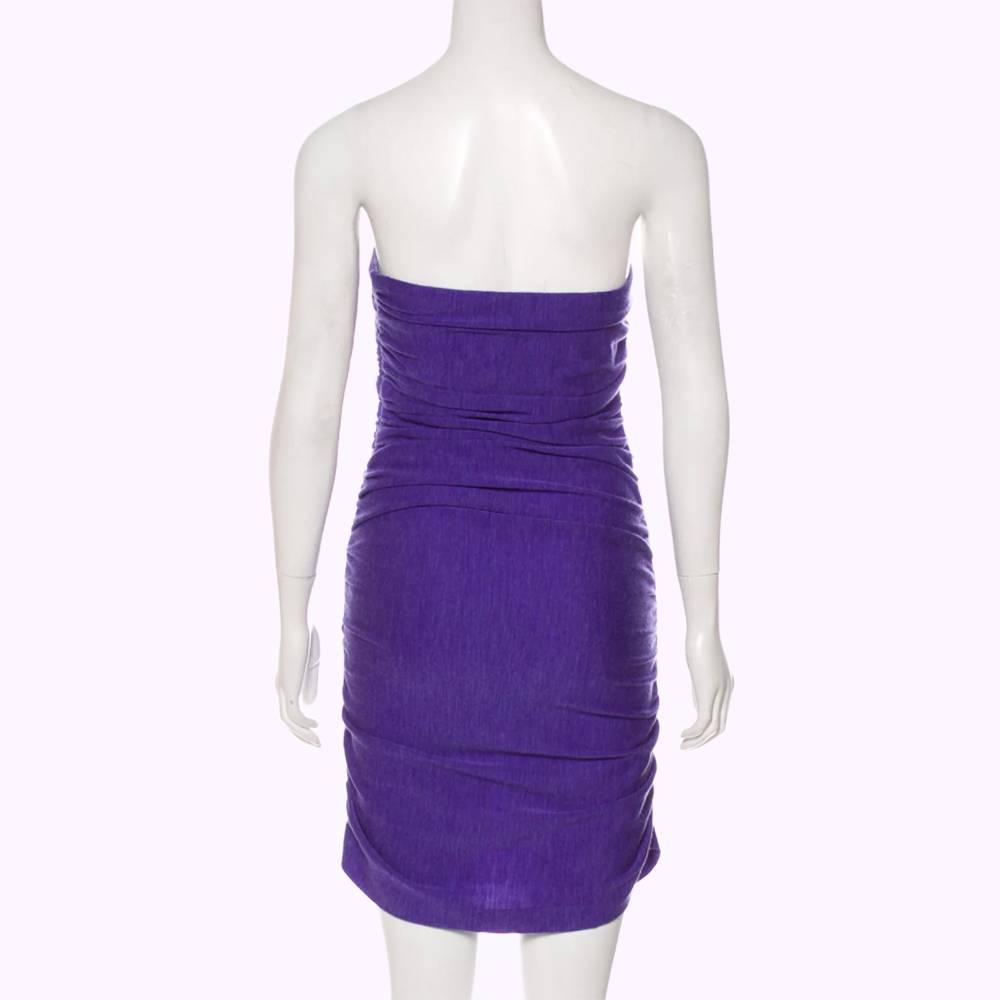 HALSTON HERITAGE Violet Wool Strapless Dress