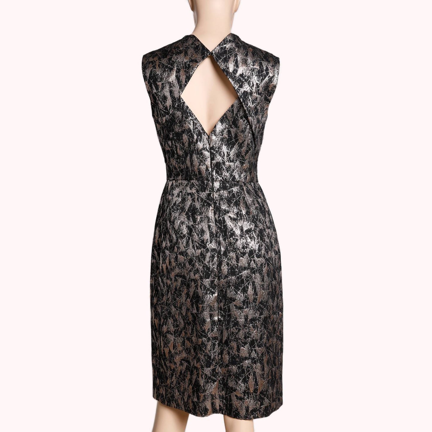 TIA CIBANI Black and Silver Printed Sleeveless Dress